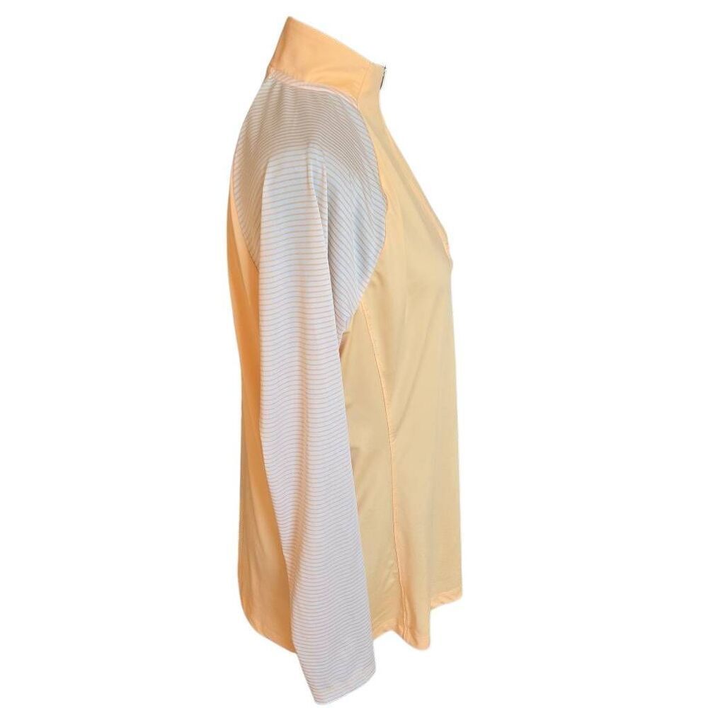 Adidas Womens Raglan Sleeves 1/4 Zip Mock Neck Golf Shirt Orange White Large - Picture 5 of 12